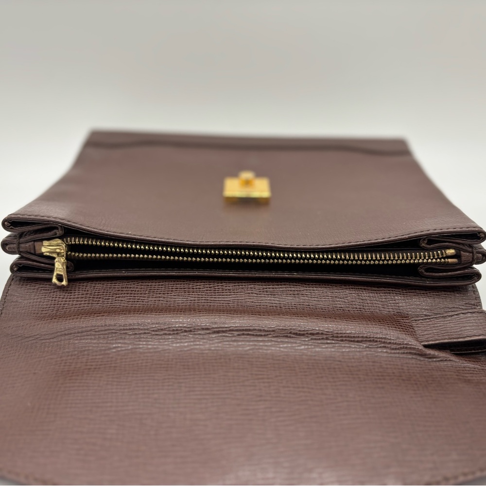 Vintage Celine Brown Leather Clutch with Strap - Picture 8 of 11